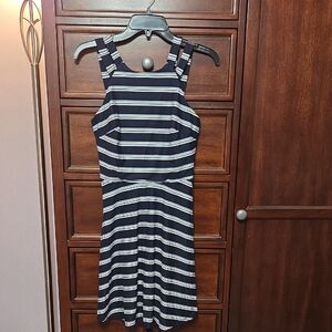 by & by Navy and White Striped Dress Juniors Medium